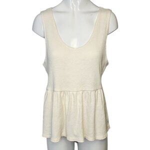 Anthropologie t.la Womens Sleeveless Ribbed Tank Size Large Cream Flowy Basic